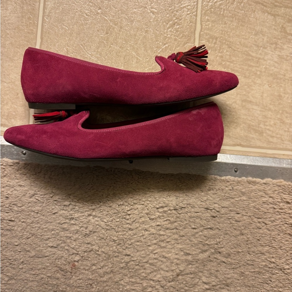 Hush Puppies Women's Dark Pink Suede Loafers - Picture 2 of 3